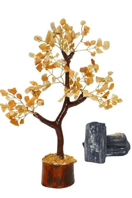 Crystal Tree Good Luck Showpiece for Home Decor Items Crystals Gemstones Bonsai Money Tree for Good Luck, Decoration Gift Item (Yellow Jasper)